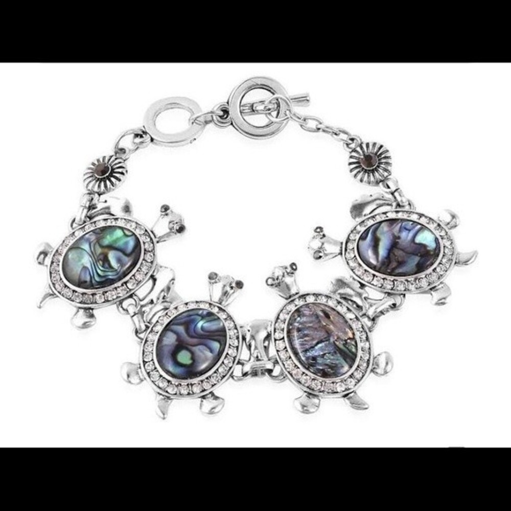 Abalone shell turtle bracelet 7.5”
